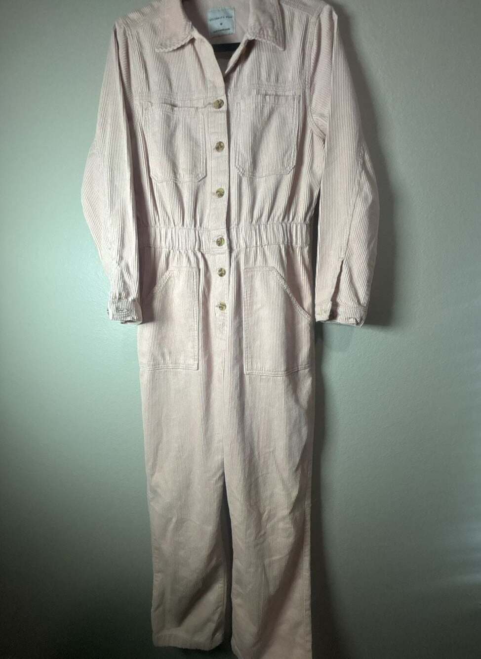 Celebrity Pink Women's Long Sleeve Corduroy Boilersuit Jumpsuit Sz M